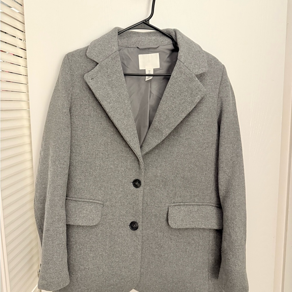 H&M Light Gray Single-Breasted Blazer Coat